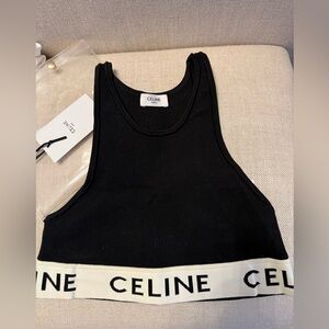 Celine Black and Cream Sports Bra Tank Top S